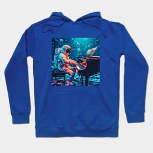 Astronaut Playing Piano Symphony on a Water Planet (Color Version), Cosmic Crescendo Hoodie